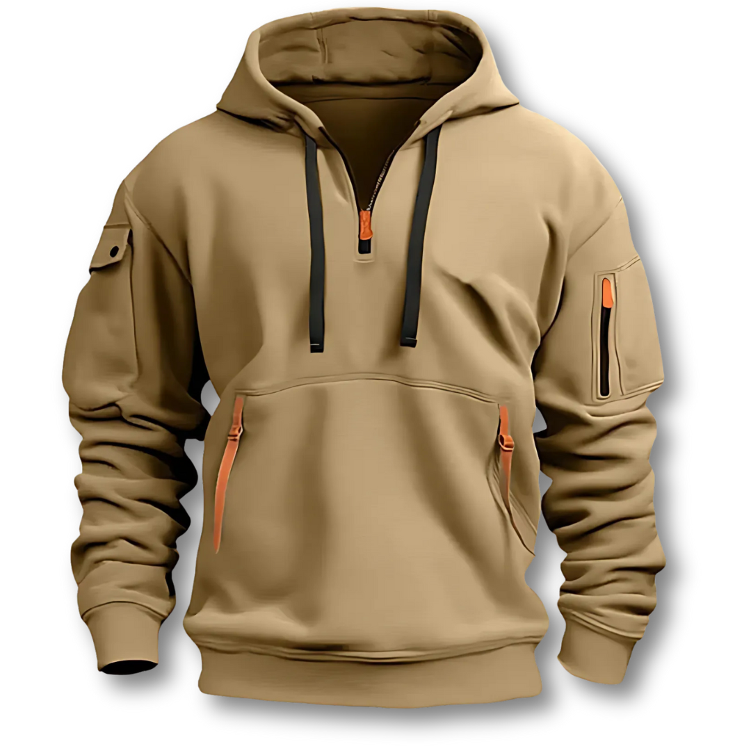 Herrhoodie med Justerbar Dragsko och Känguruficka