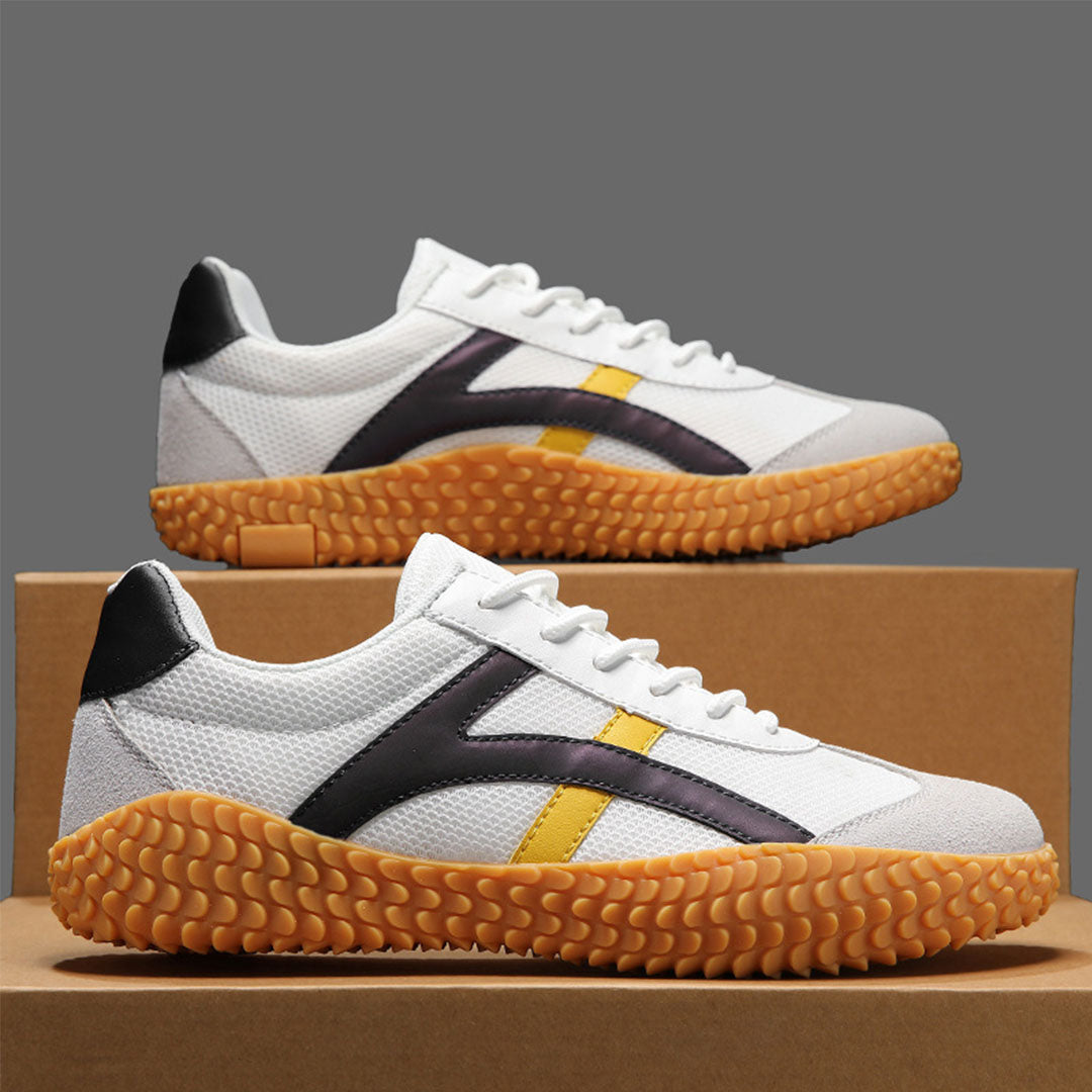 Herr Retro Sneakers Med Kontraststripes Och Gummisula