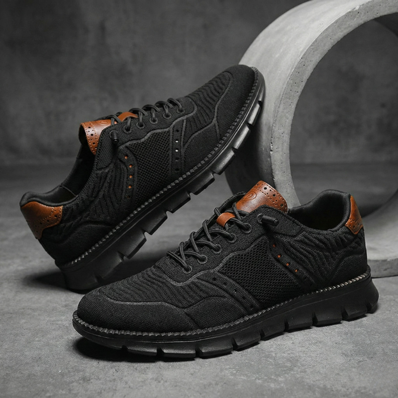 Herrsneakers I Mesh Och Läder För Casualbruk, Trek