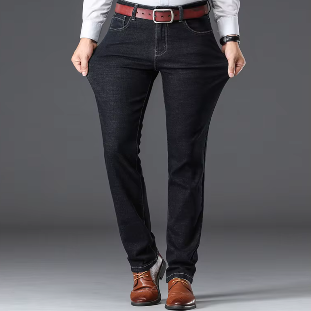 Herr Stretch Denimstil Jeans Klassisk Passform
