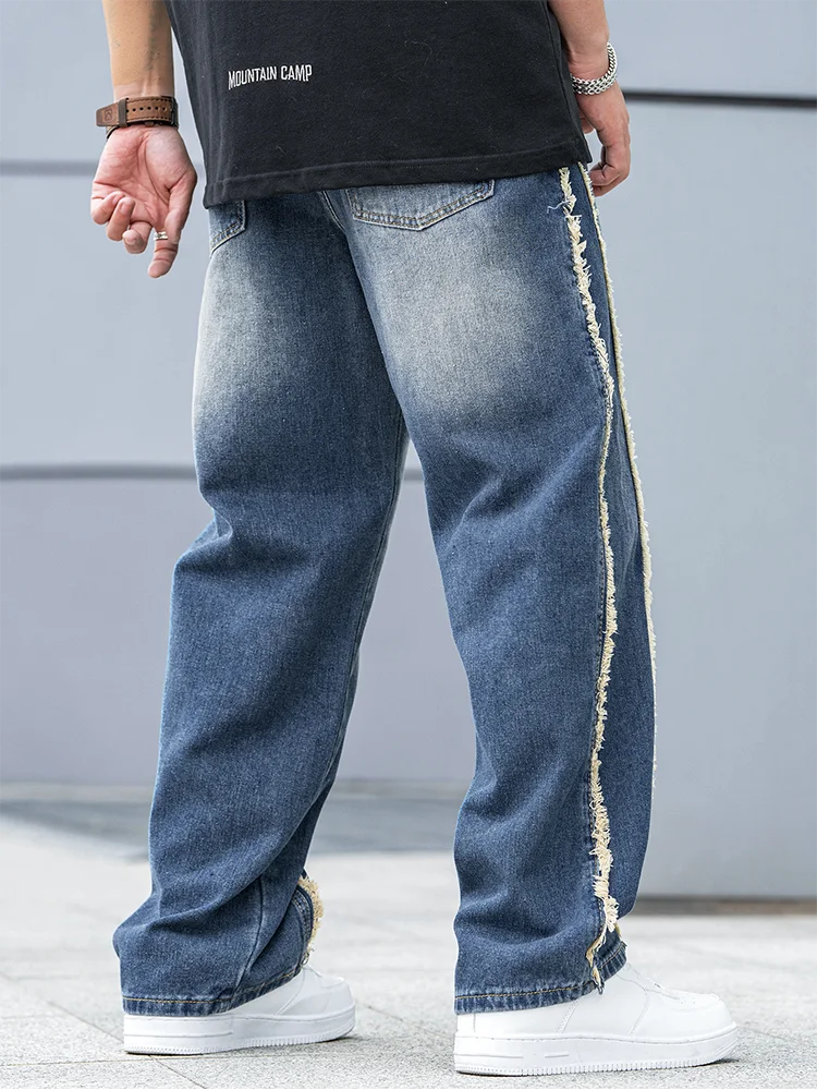 Herr Jeans Avslappnad Passform Råa Kanter