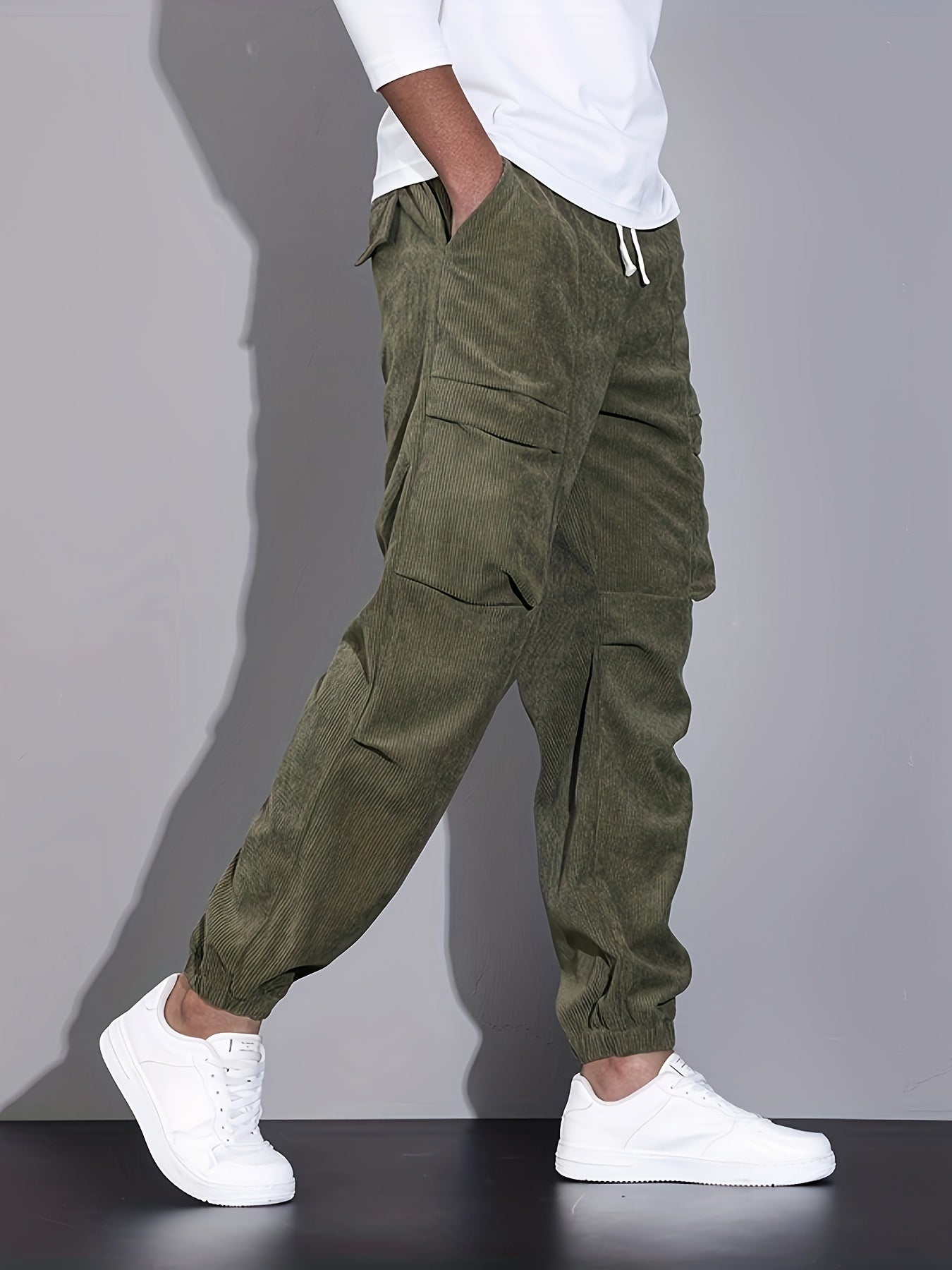 Herr Corduroy Joggers Avslappnad Skräddarsydd Passform