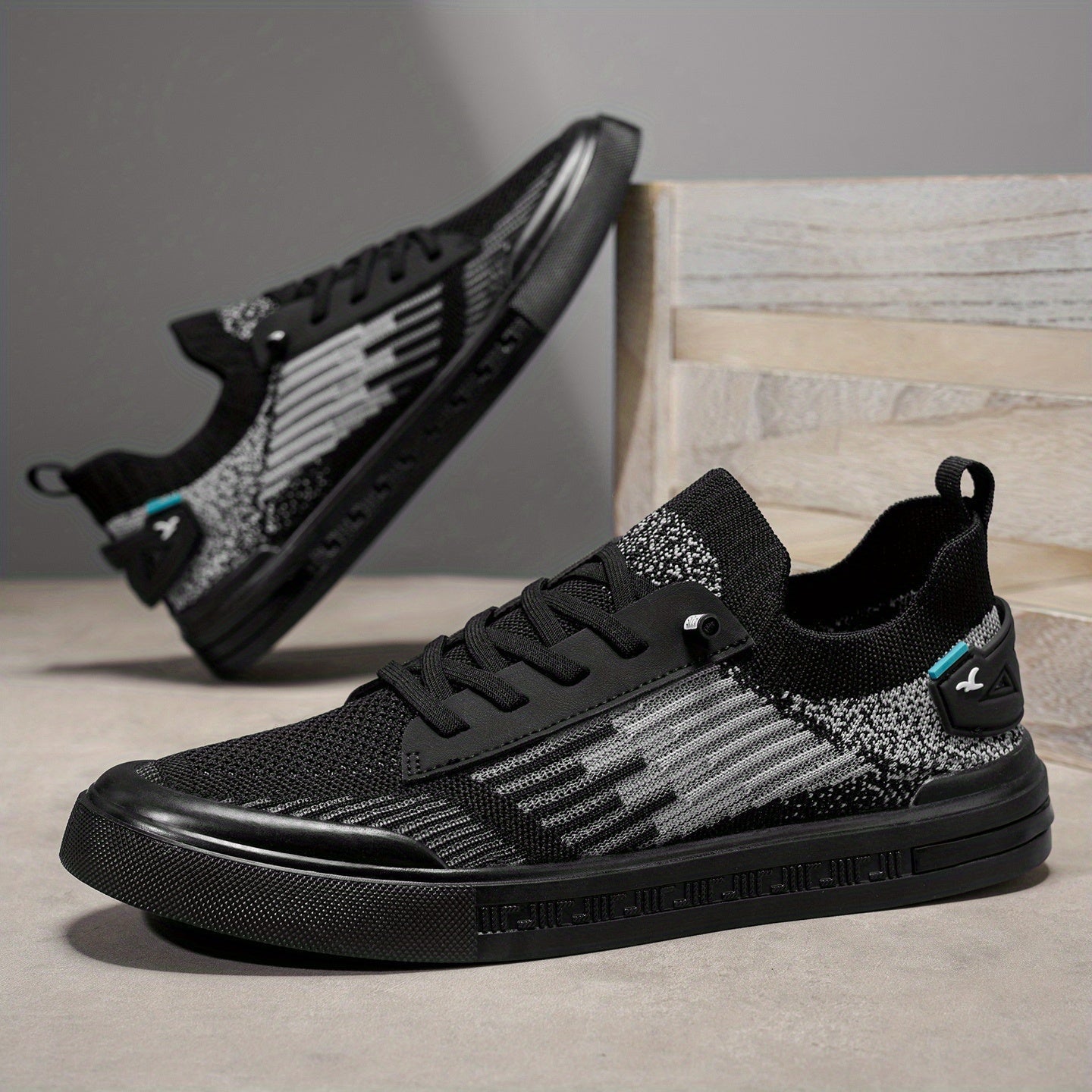 Herr Stickade Sneakers Med Tvåfärgad Design Och EVA-Innersula
