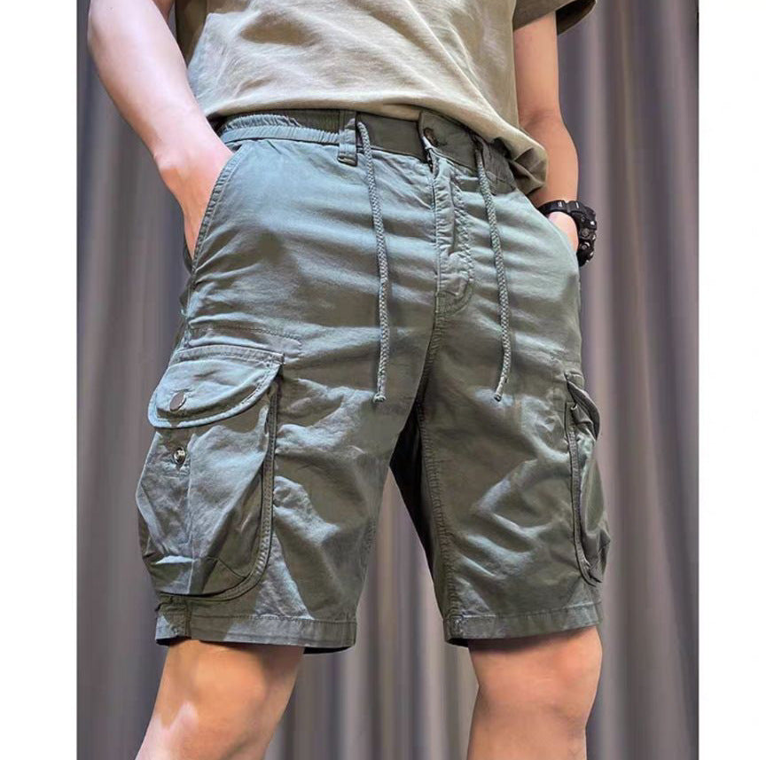 Herr Flerficksoveraller Byxor Lös Passform Raka Ben Kort Längd
