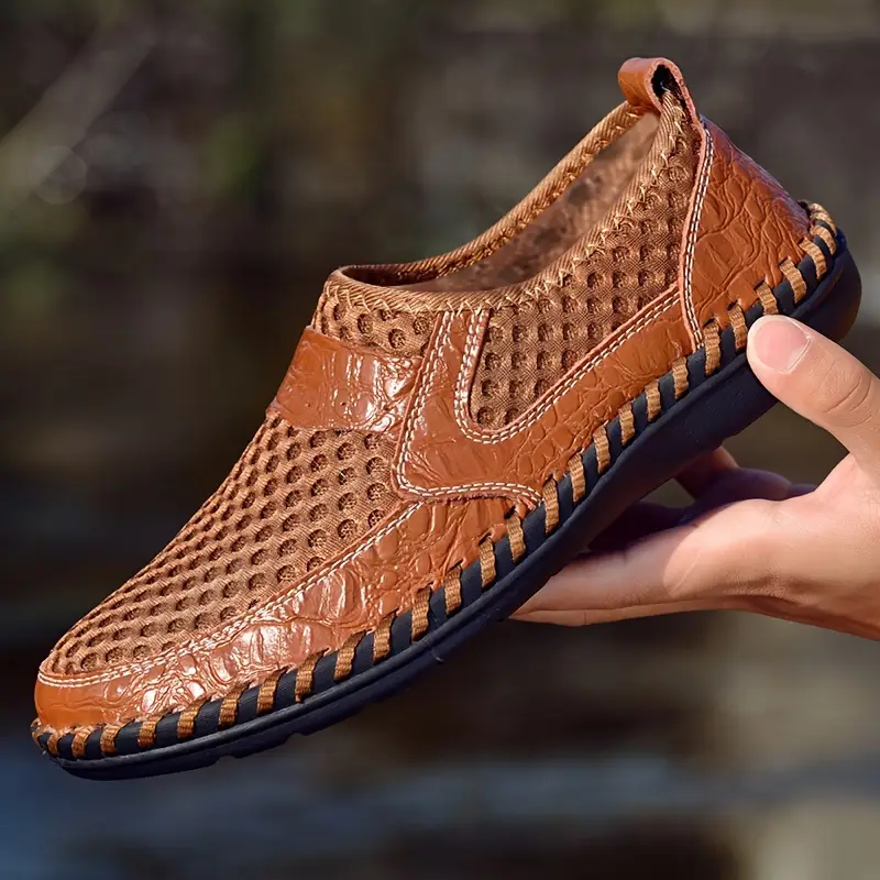 Herr Slip On Skor Mesh Ovandel Bred Passform Halkfri Kudde Sula