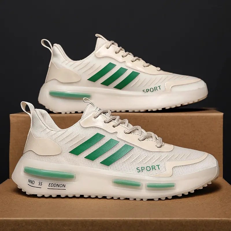 Herrsportsneakers Med Snörning, Luftkudde Och Rund Tå