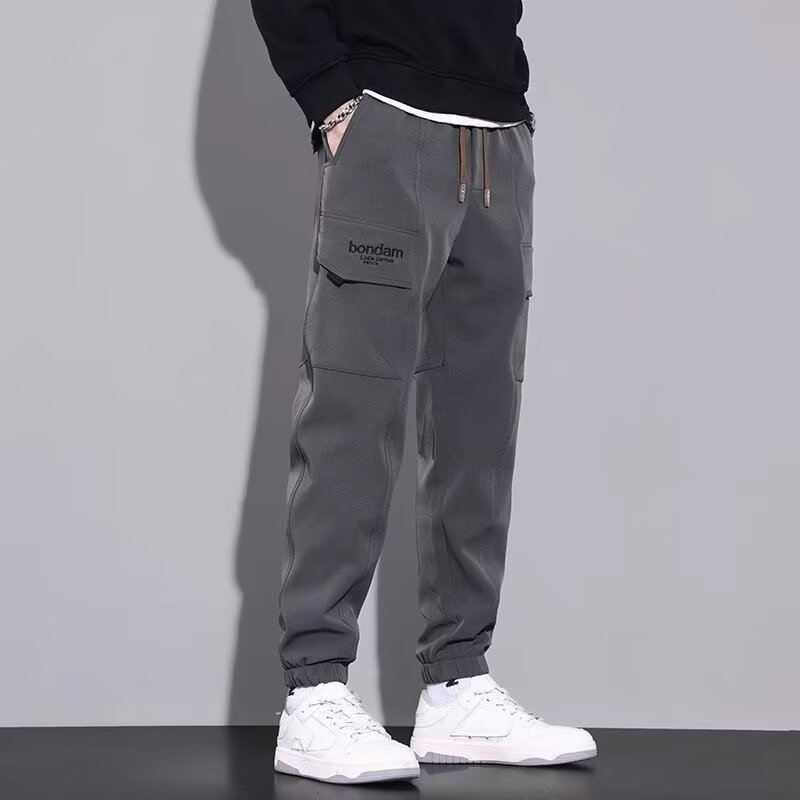 Höstsportjoggingbyxor för män Slim Fit Lös Dragsko Mellanhög Midja Mikroelastisk Raka Ben