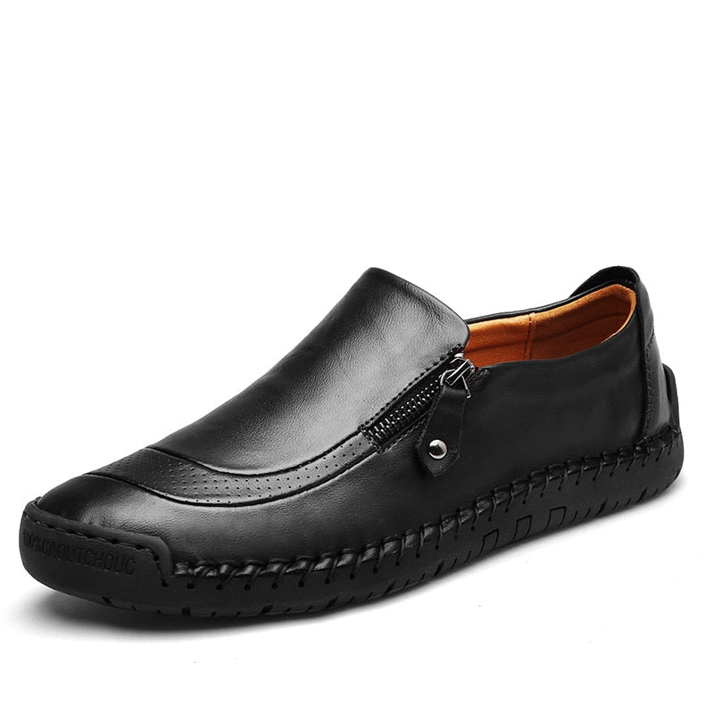 Klassiska Slip-On Mockasiner I Läder För Män