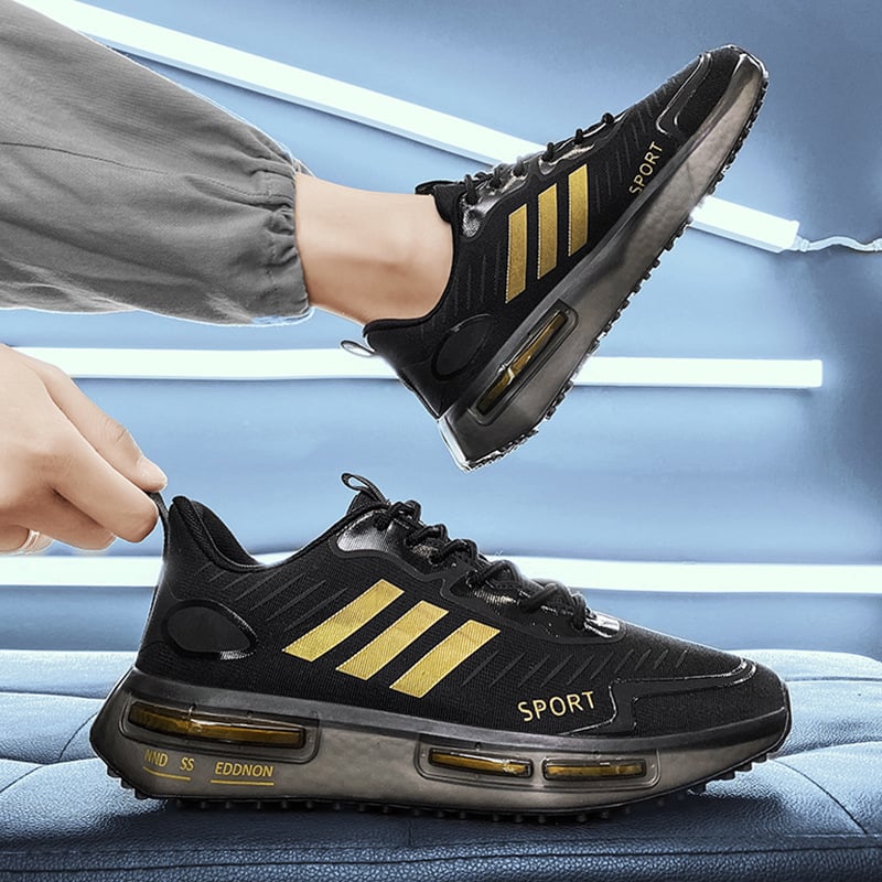 Herrsportsneakers Med Snörning, Luftkudde Och Rund Tå