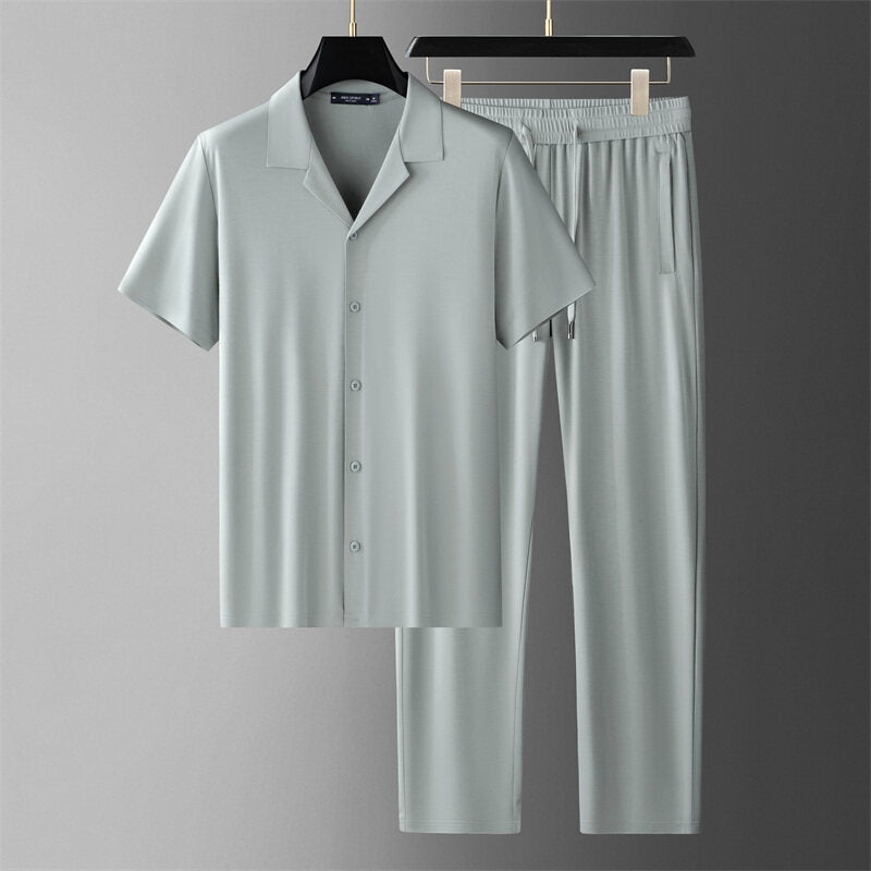 Herr Sommar Issidensskjorta Och Byxor Tvådelat Set Kortärmat Casual Set