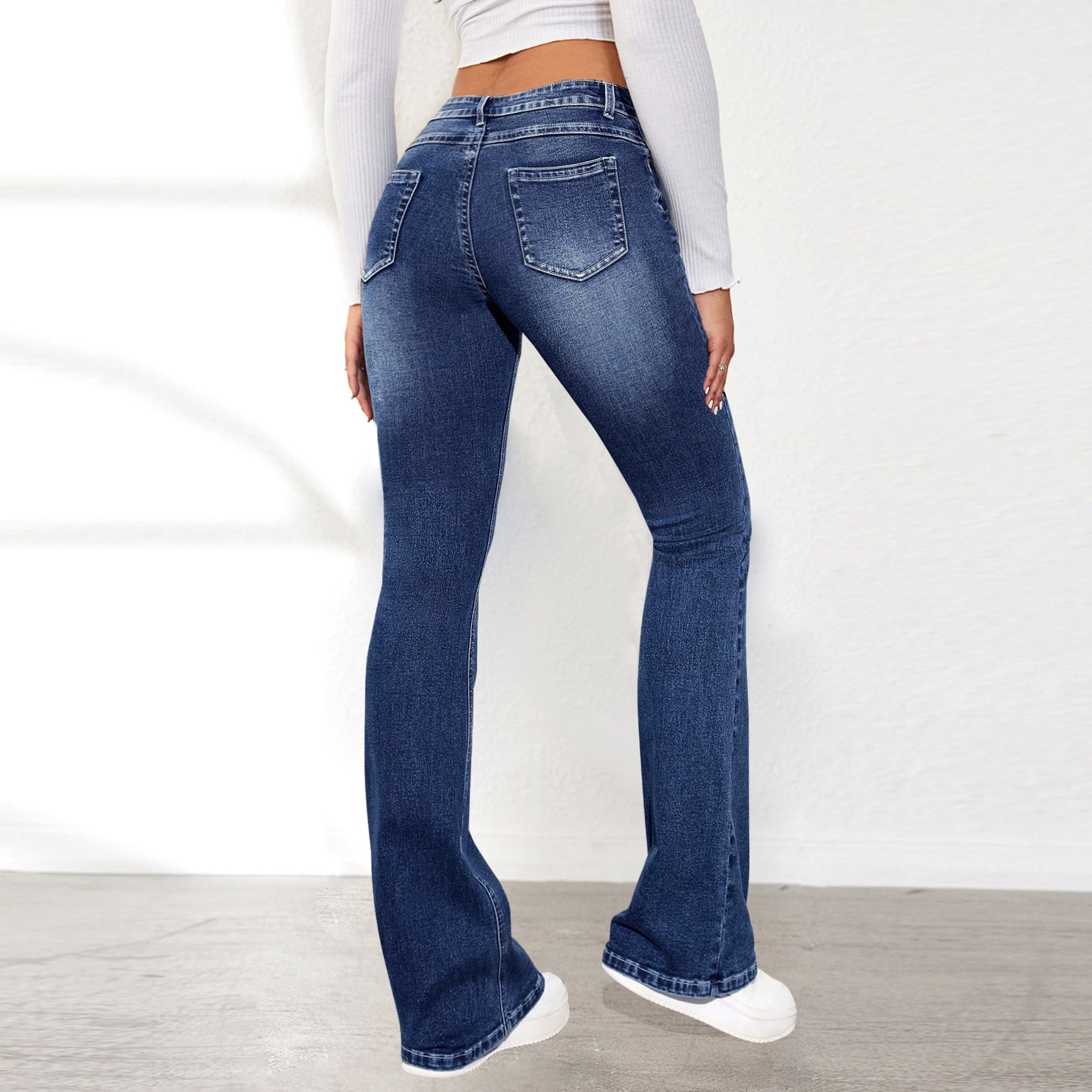 Dambyxor Med Hög Midja I Denimblandning I Retrotvättad Stretchdesign