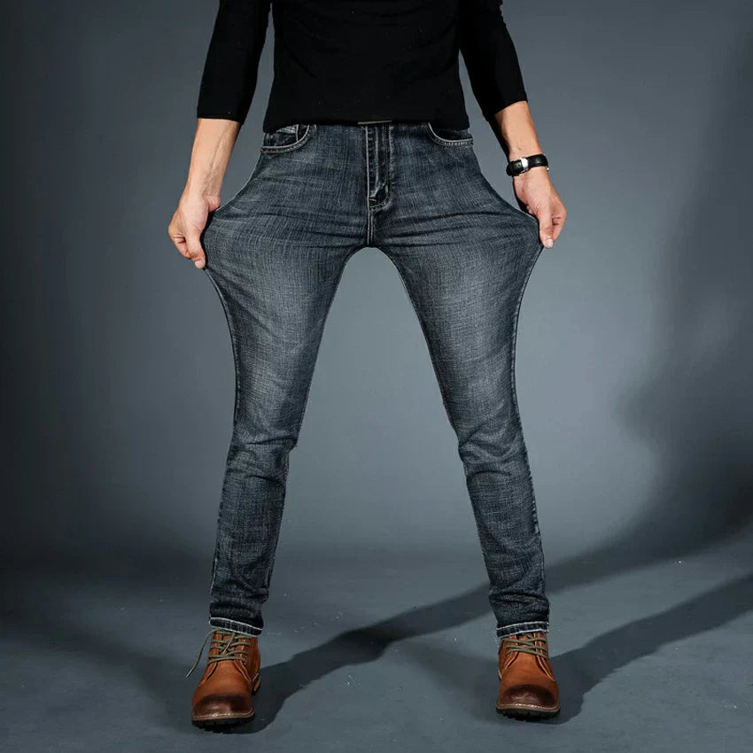 Herrjeans I Slim Fit Med Elastiska Denimmönster, Stretchtyg Och Mångsidig Design