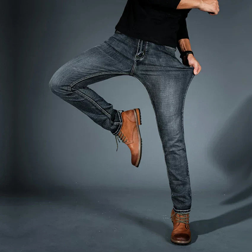 Herrjeans I Slim Fit Med Elastiska Denimmönster, Stretchtyg Och Mångsidig Design