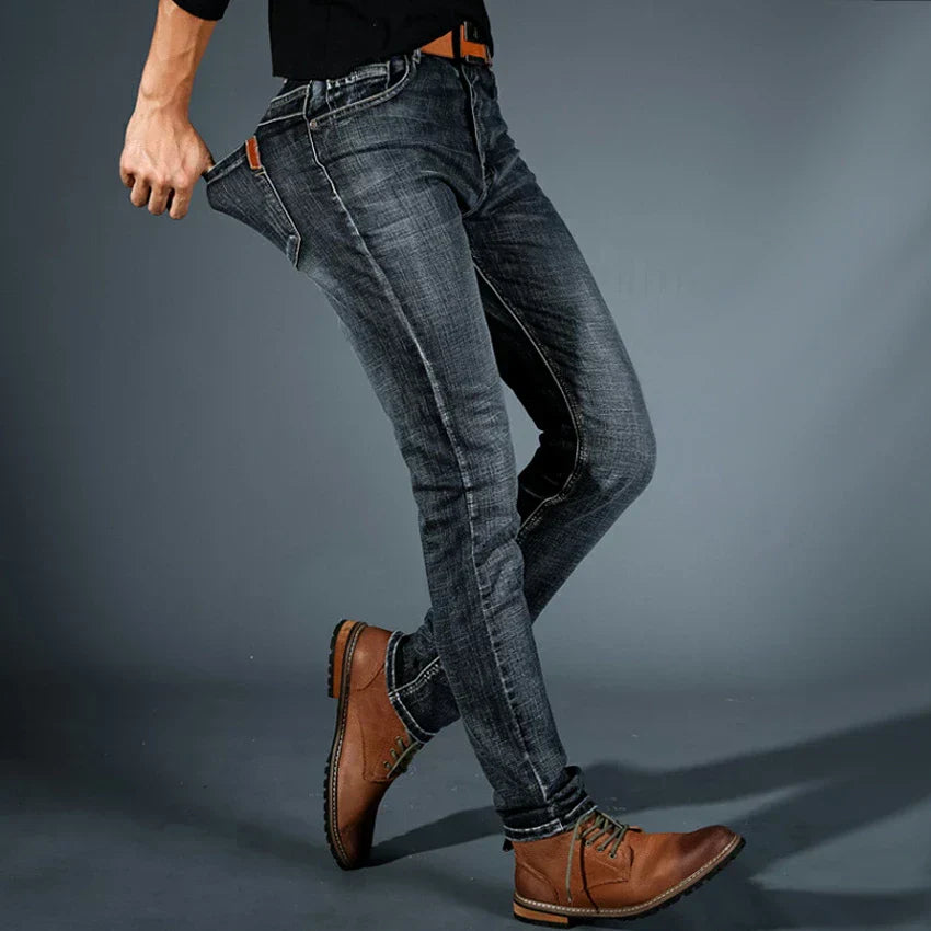 Herrjeans I Slim Fit Med Elastiska Denimmönster, Stretchtyg Och Mångsidig Design