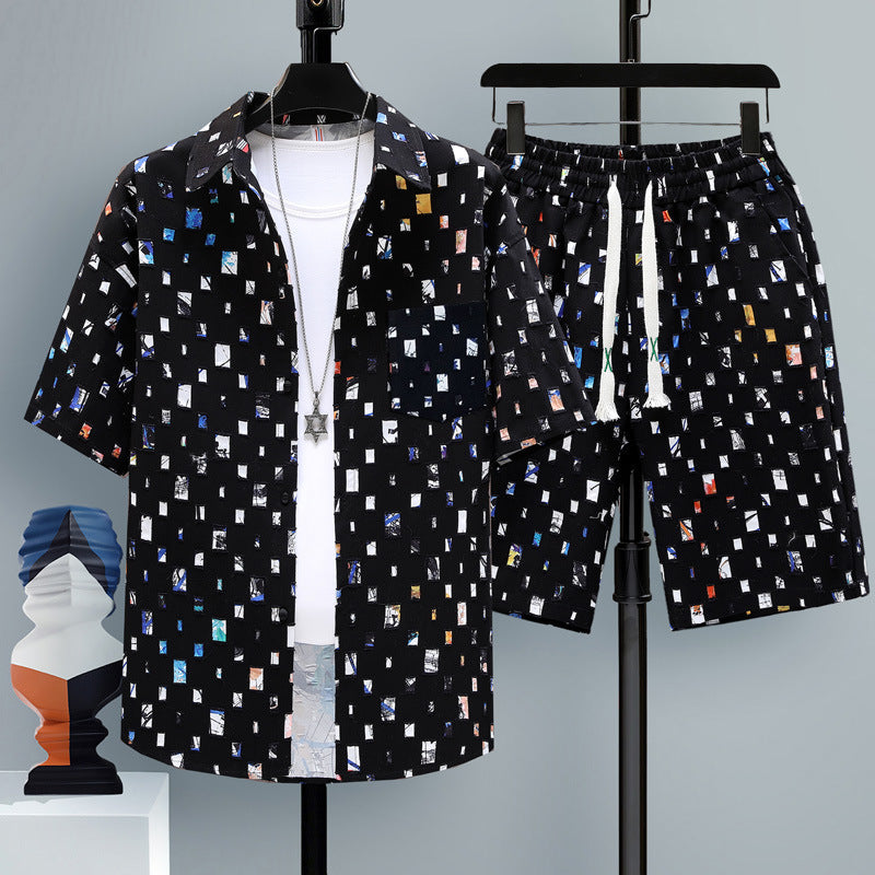 Sommarsporter med kort ärm och rak passform, matchande outfit för män, shorts