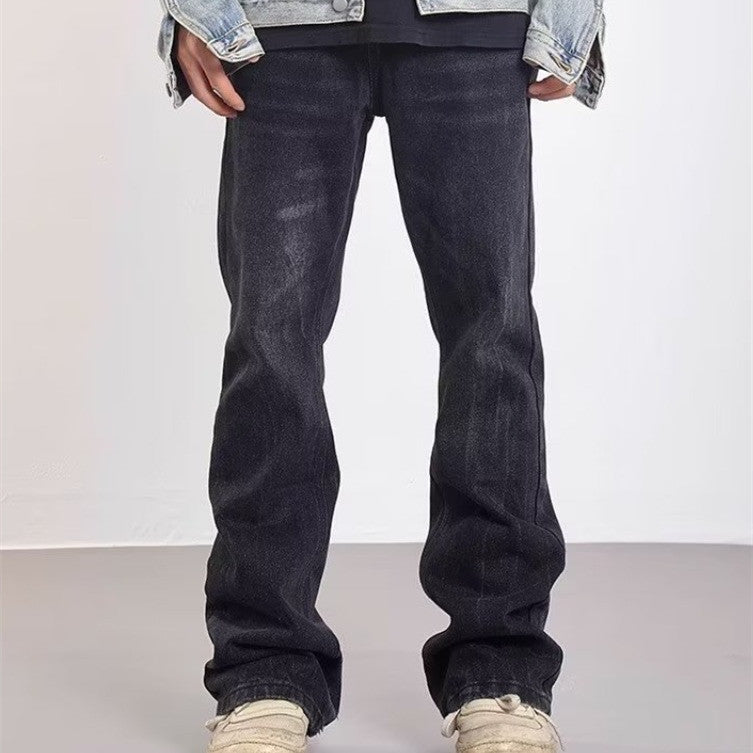 Herr Tvättade, Slitna, Utsvängda Jeans