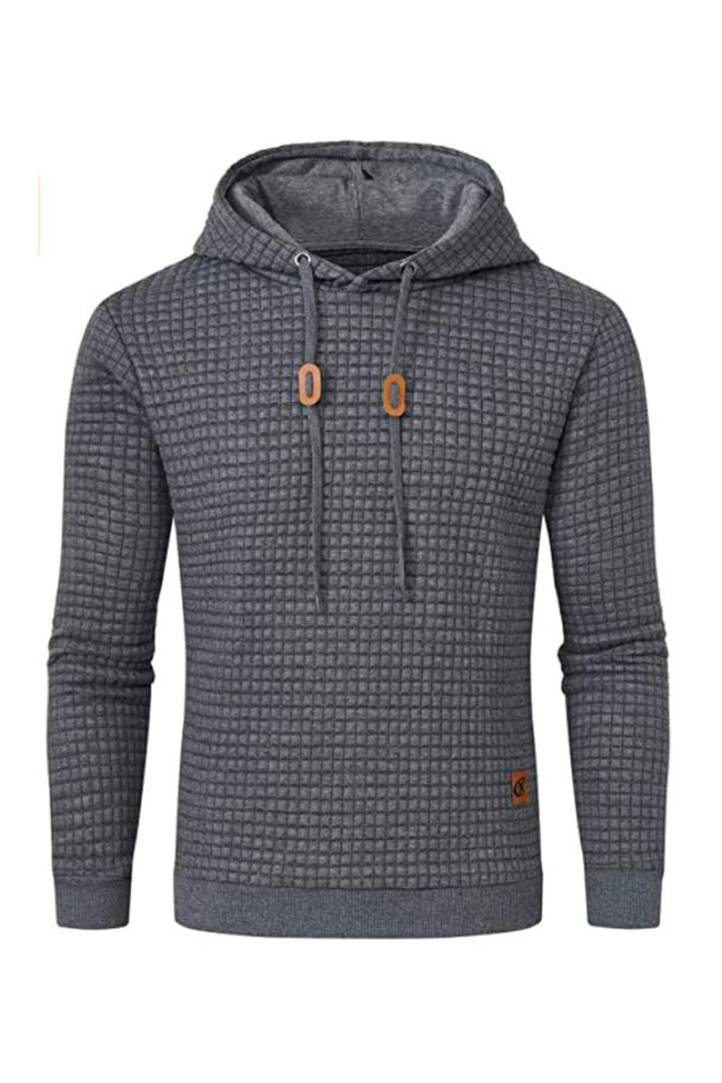 Hoodie För Herr Med Lång Ärm, Dubbelfodrad Huva Och Ribbad Kant