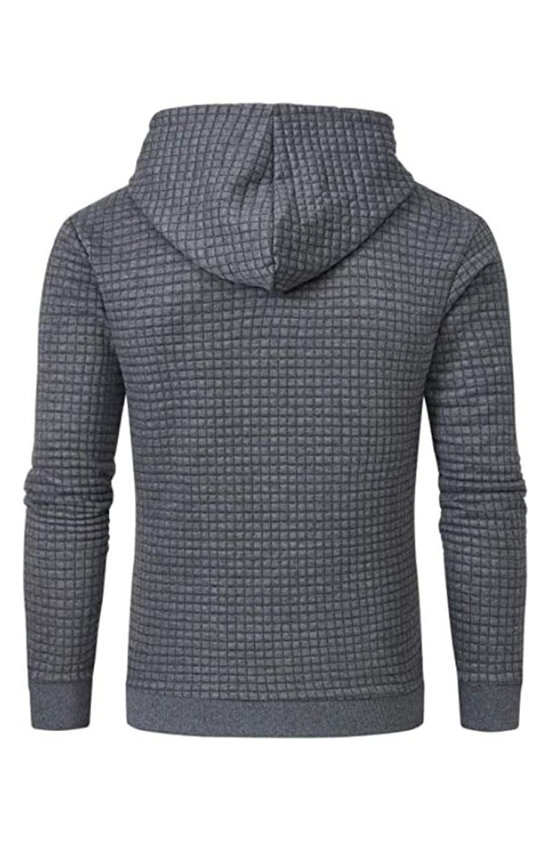 Hoodie För Herr Med Lång Ärm, Dubbelfodrad Huva Och Ribbad Kant