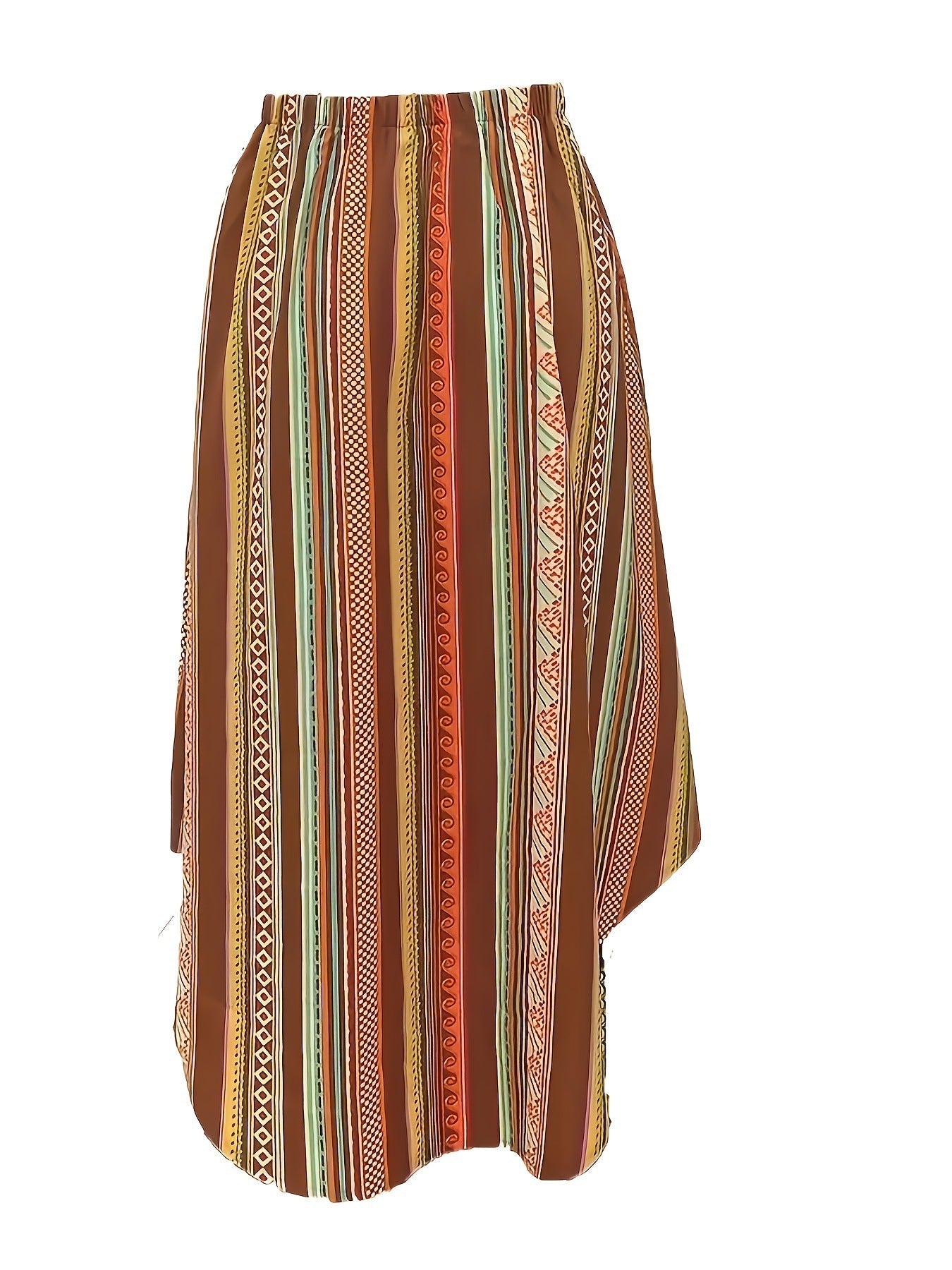 Kvinnors Geometriska Tryck Asymmetriska Kjolar I Avslappnad Midi-Stil