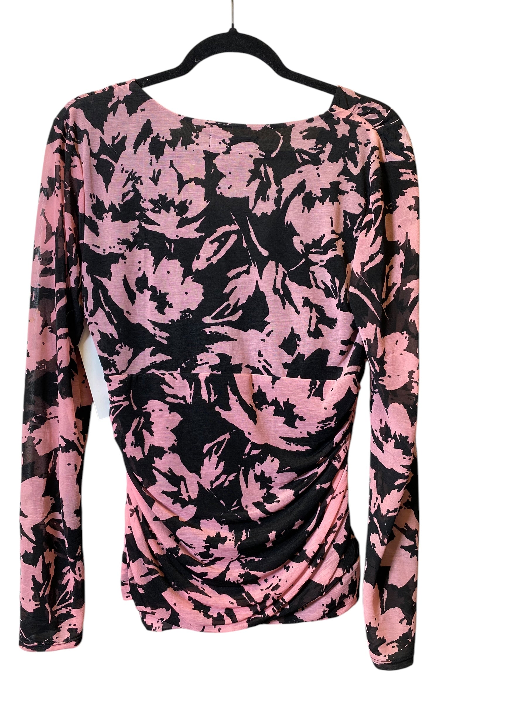 Långärmad Blus För Kvinnor I Svart Och Rosa