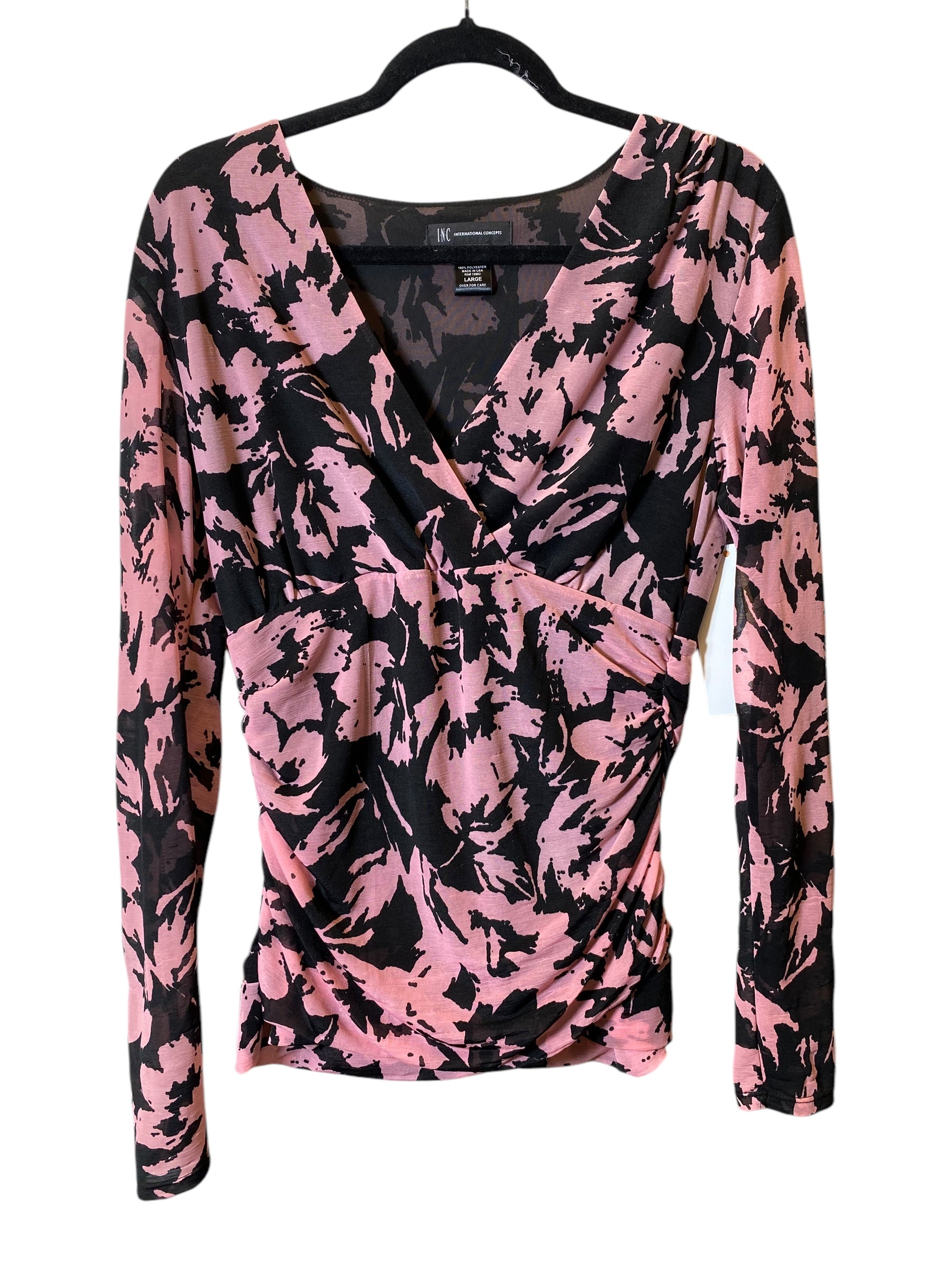 Långärmad Blus För Kvinnor I Svart Och Rosa