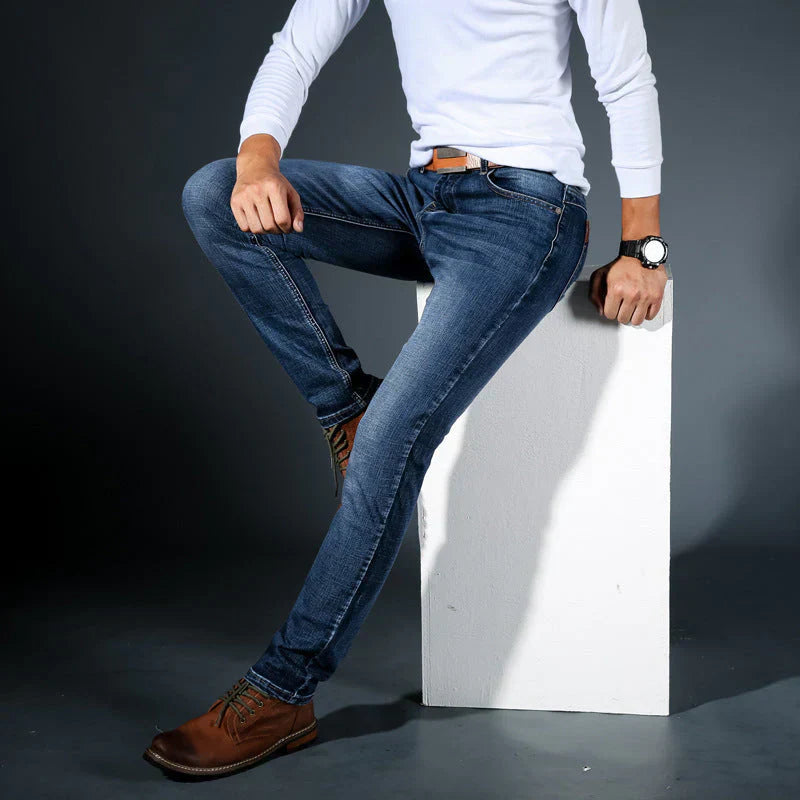 Herrjeans I Slim Fit Med Elastiska Denimmönster, Stretchtyg Och Mångsidig Design