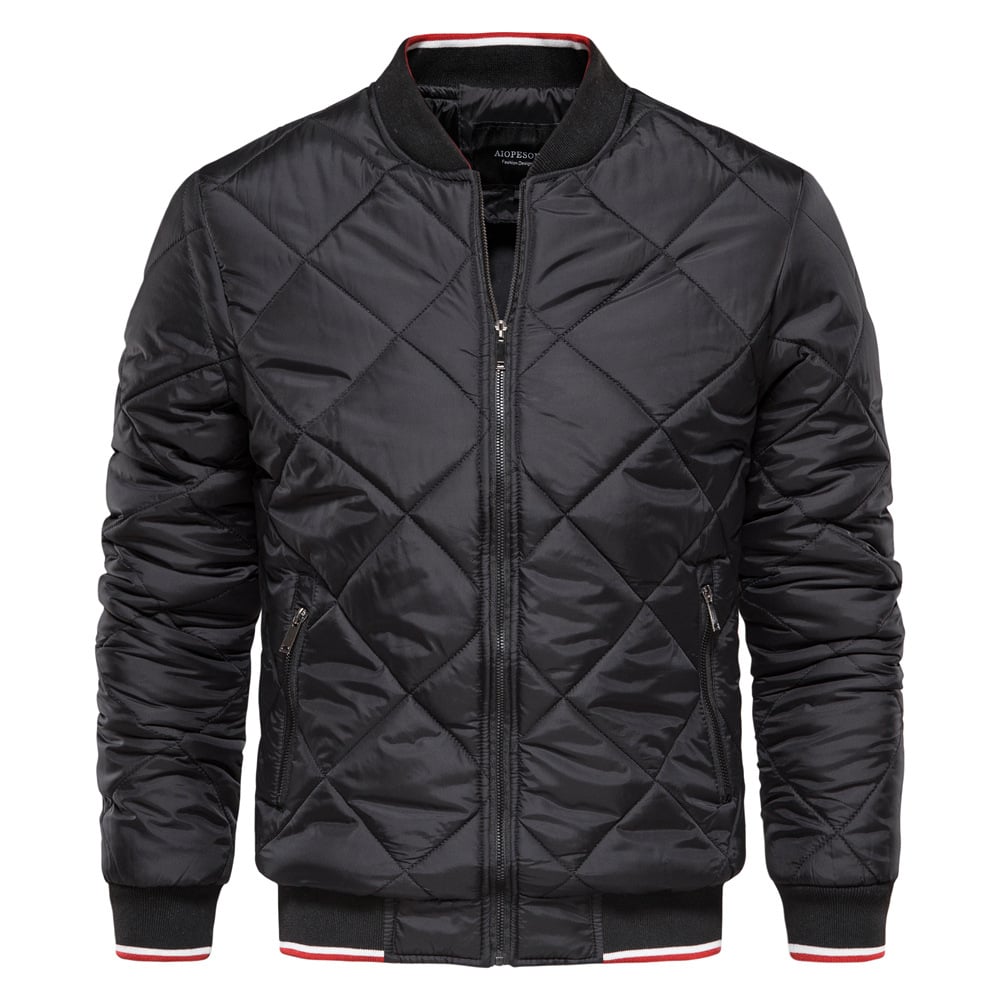 Menā€™S Winter Padded Jacket Stand Collar Solid Färg Zipper