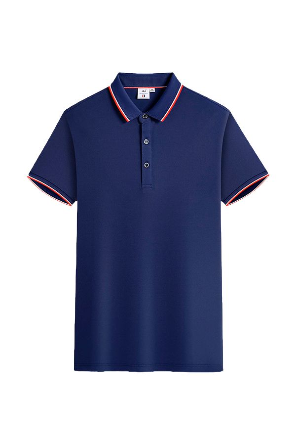 Herrpolo Med Kort Ärm, Jacquardkrage, Issiden, Bomullsblandning