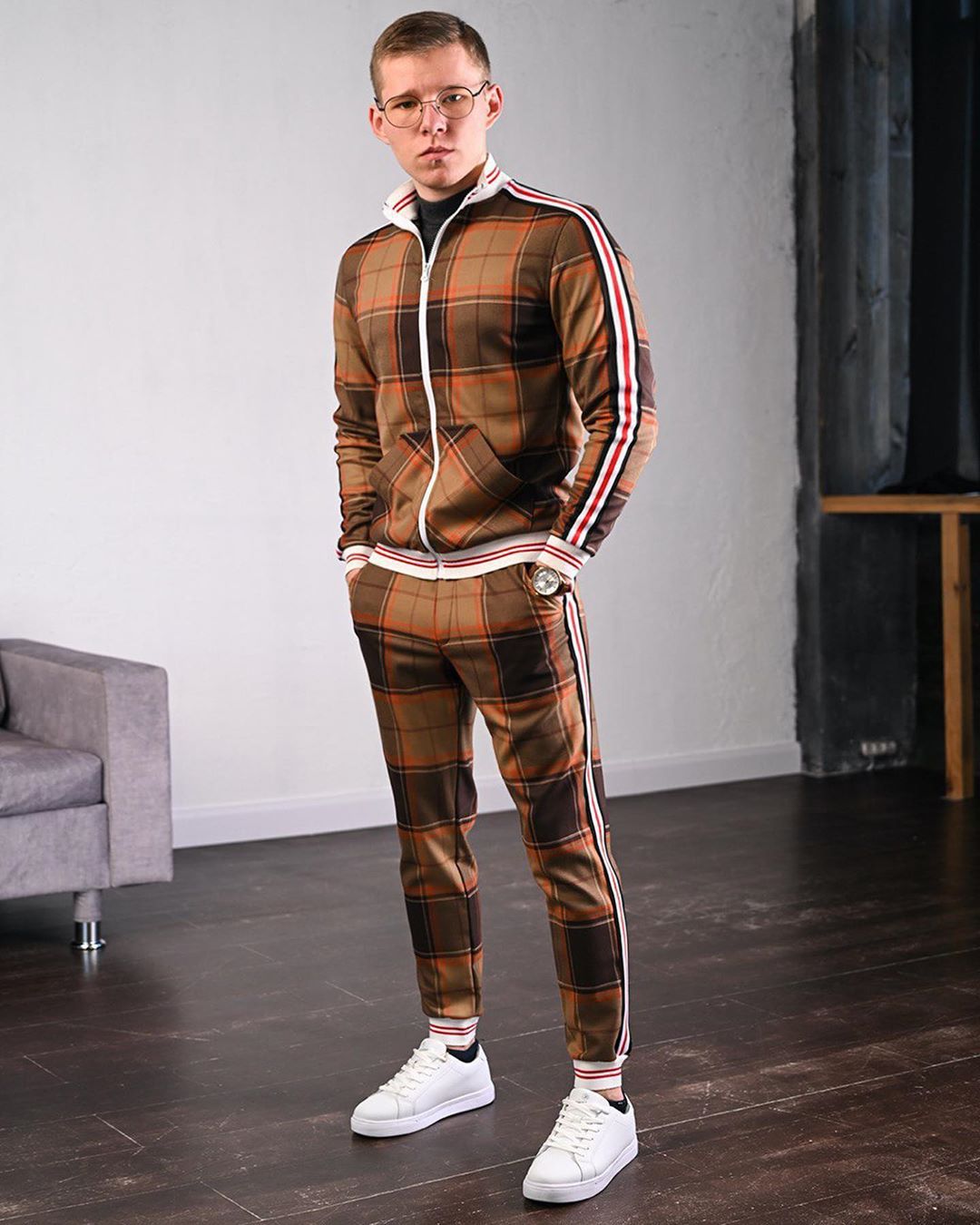 Herr Sportset Tvådelad med Långärmad Tröja och Byxor