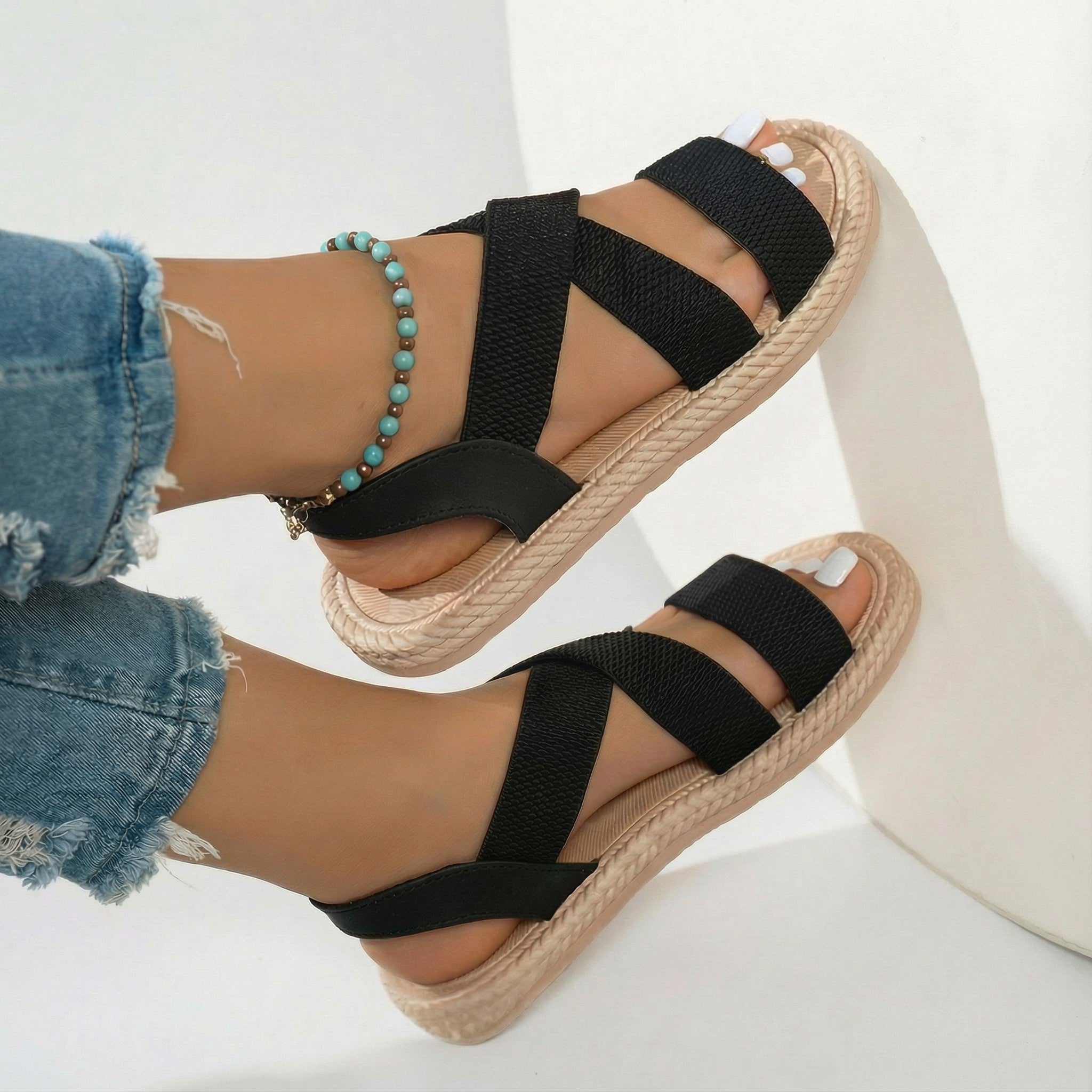 Dam Sommarsandaler Korsvis Mjuk Sula Lätt Design