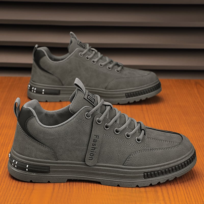 Herrsneakers Med Snörning, Låga, Rund Tå Och Platt Sula