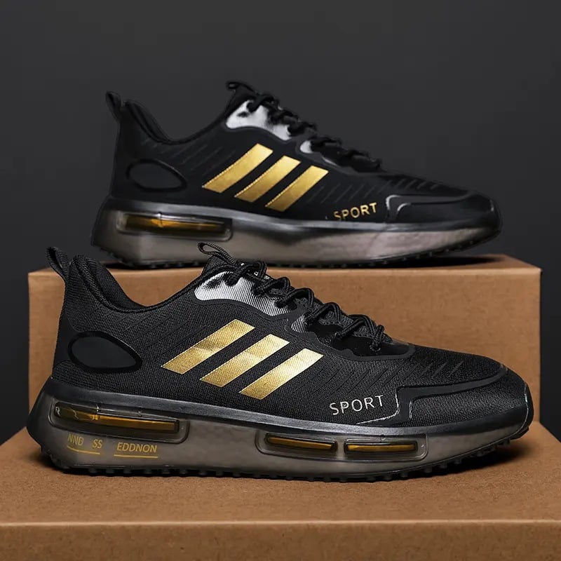 Herrsportsneakers Med Snörning, Luftkudde Och Rund Tå