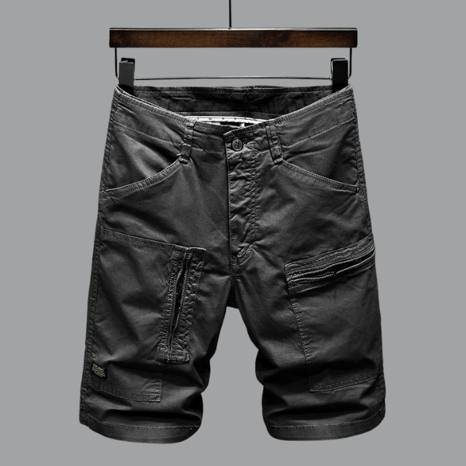Herrcargo-shorts i skräddarsydd passform med blixtlåsförsedda verktygsfickor