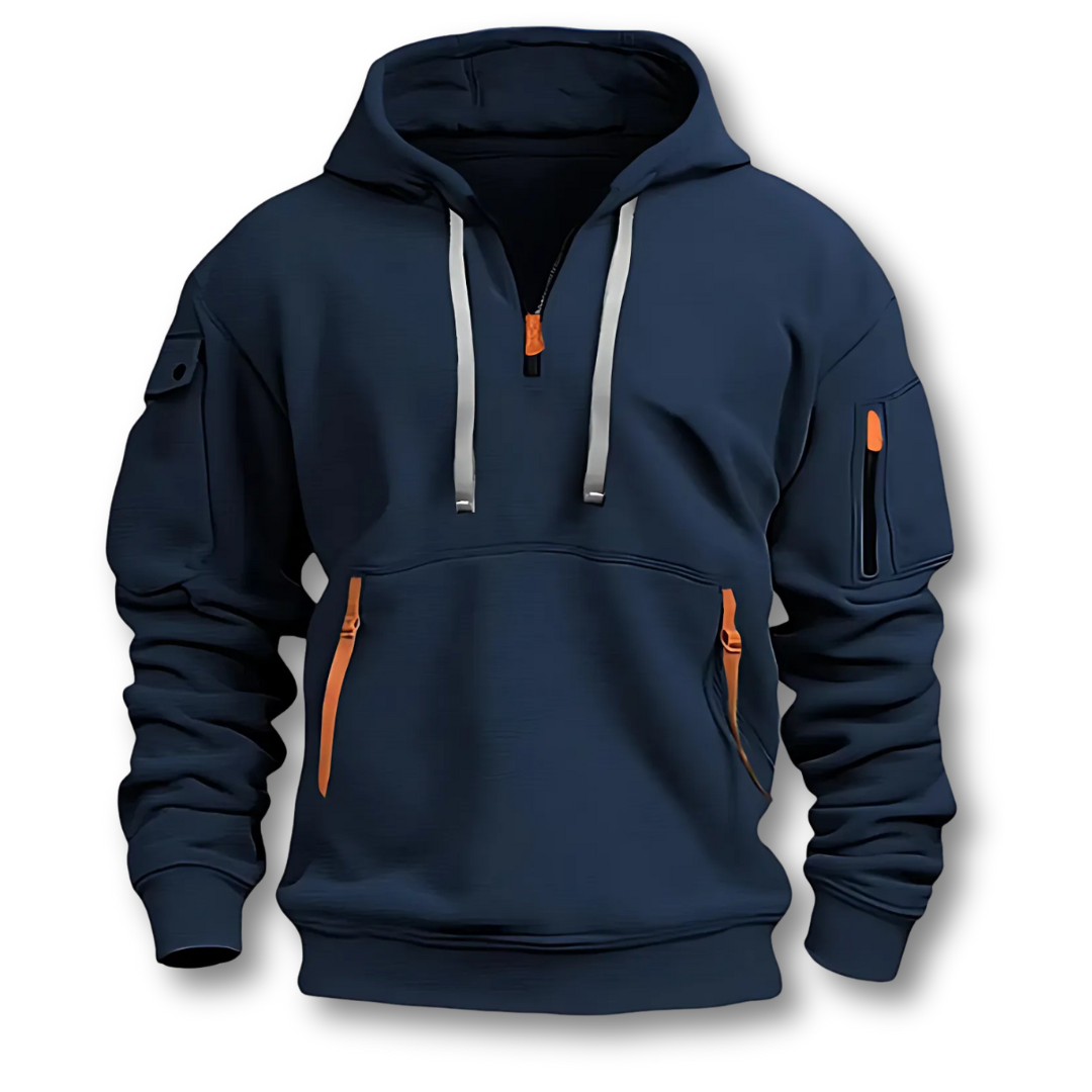 Herrhoodie med Justerbar Dragsko och Känguruficka