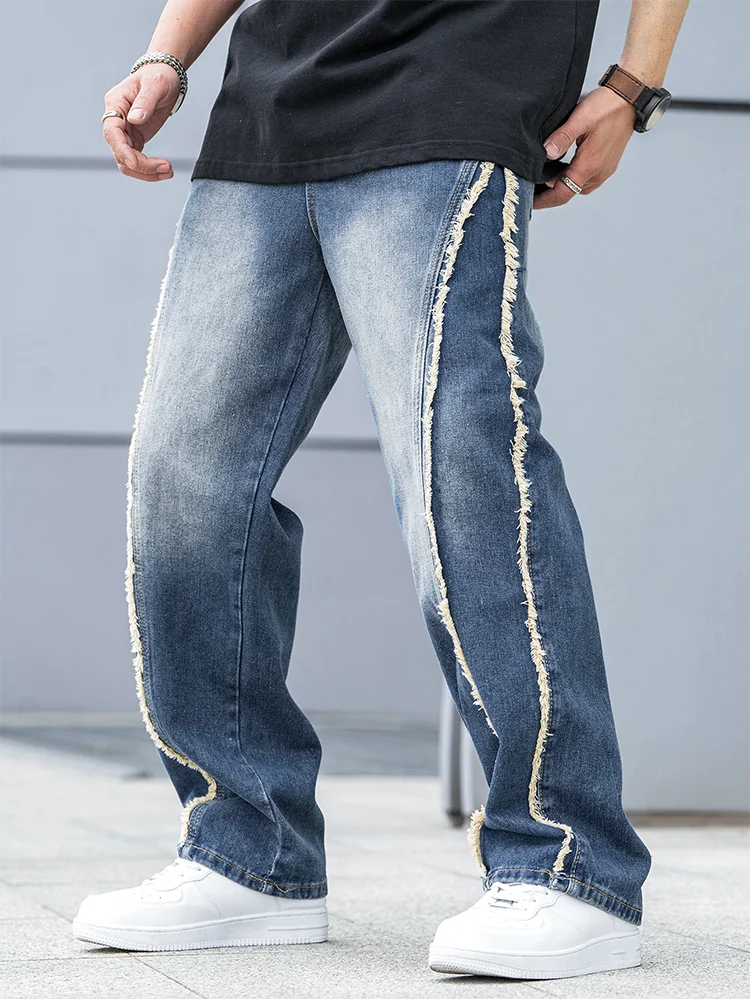 Herr Jeans Avslappnad Passform Råa Kanter