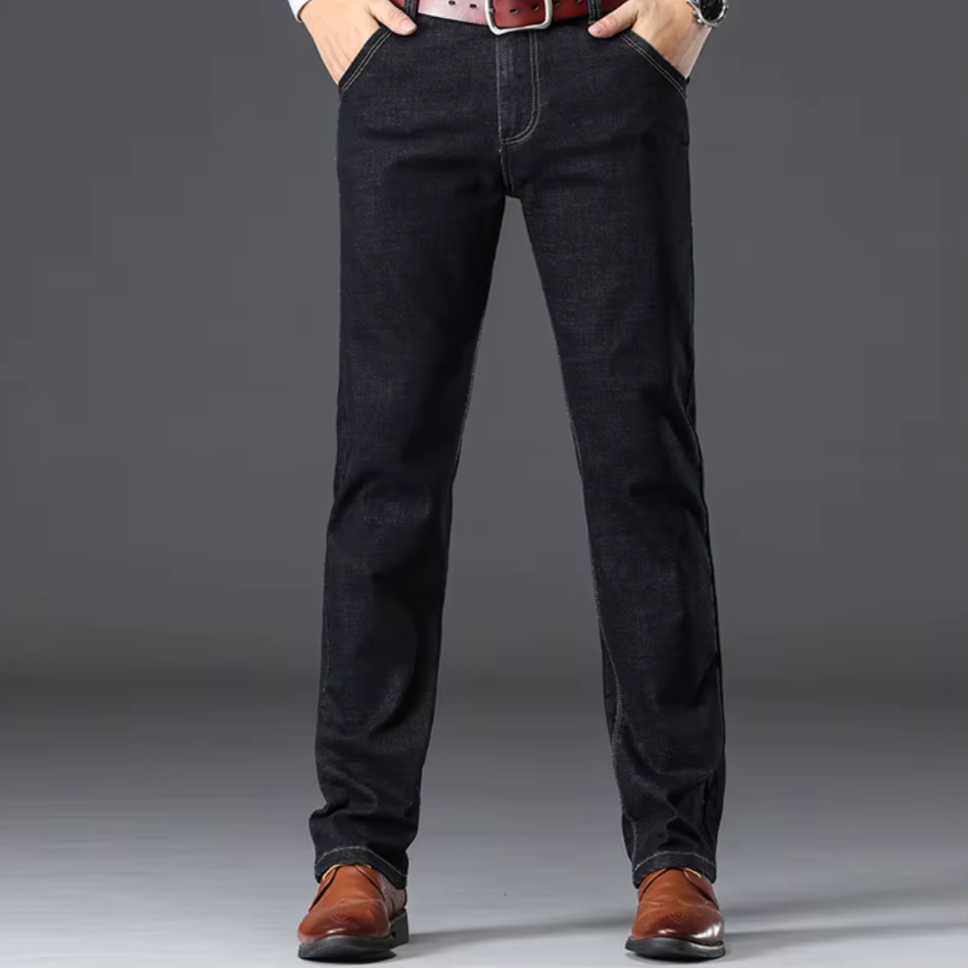 Herr Stretch Denimstil Jeans Klassisk Passform