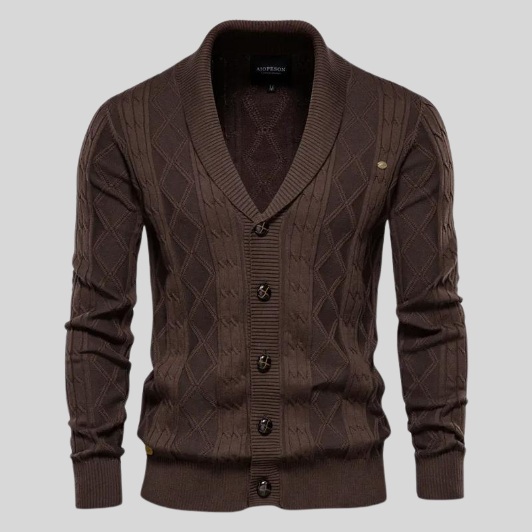 Herr Cardigan V-Neck med Knäppning