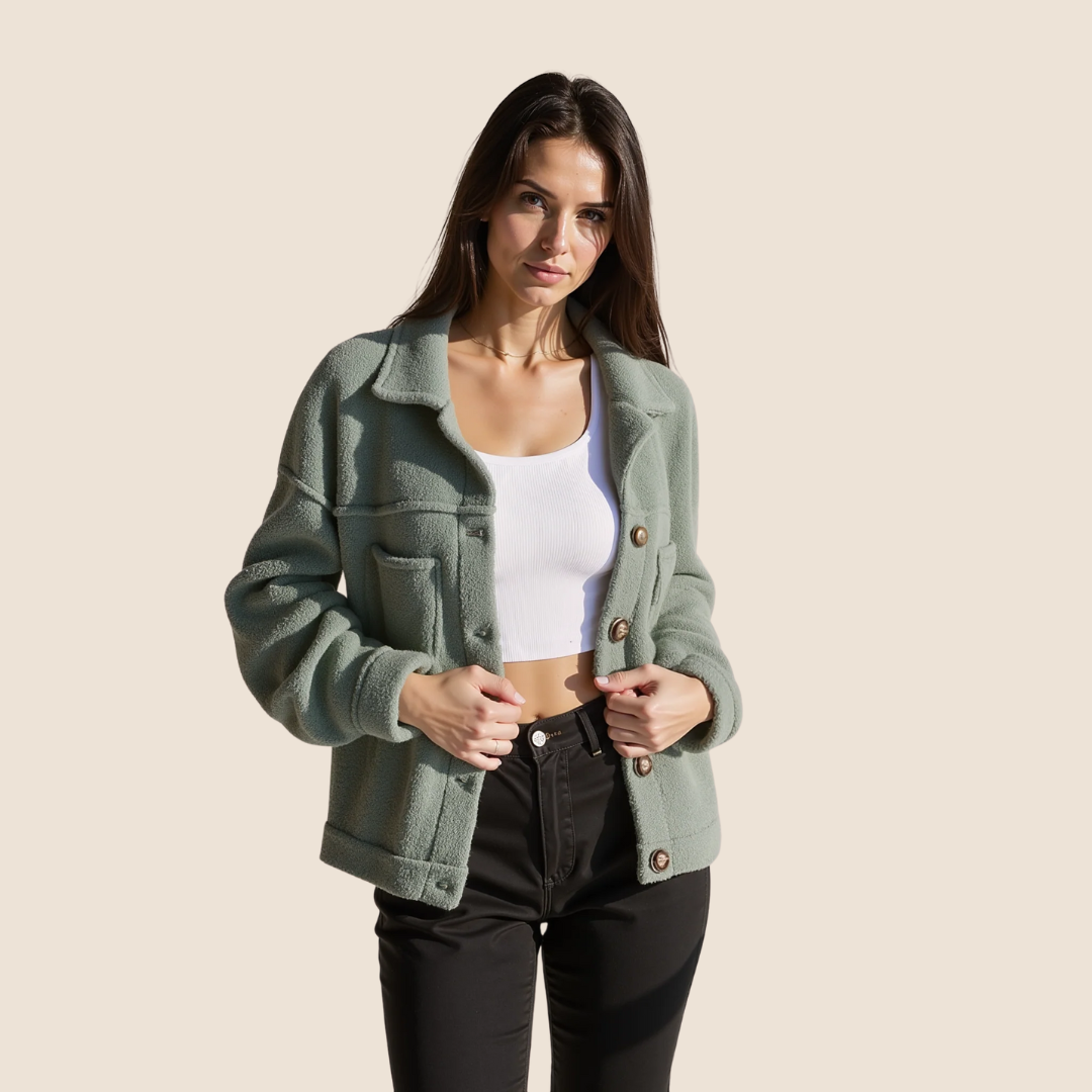 Dam Höst Fleecejacka med Smickrande Passform och Fickor