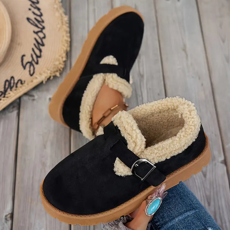 Slip-On-Skor För Kvinnor I Vinterstil Med Plyschfoder Och Stöd