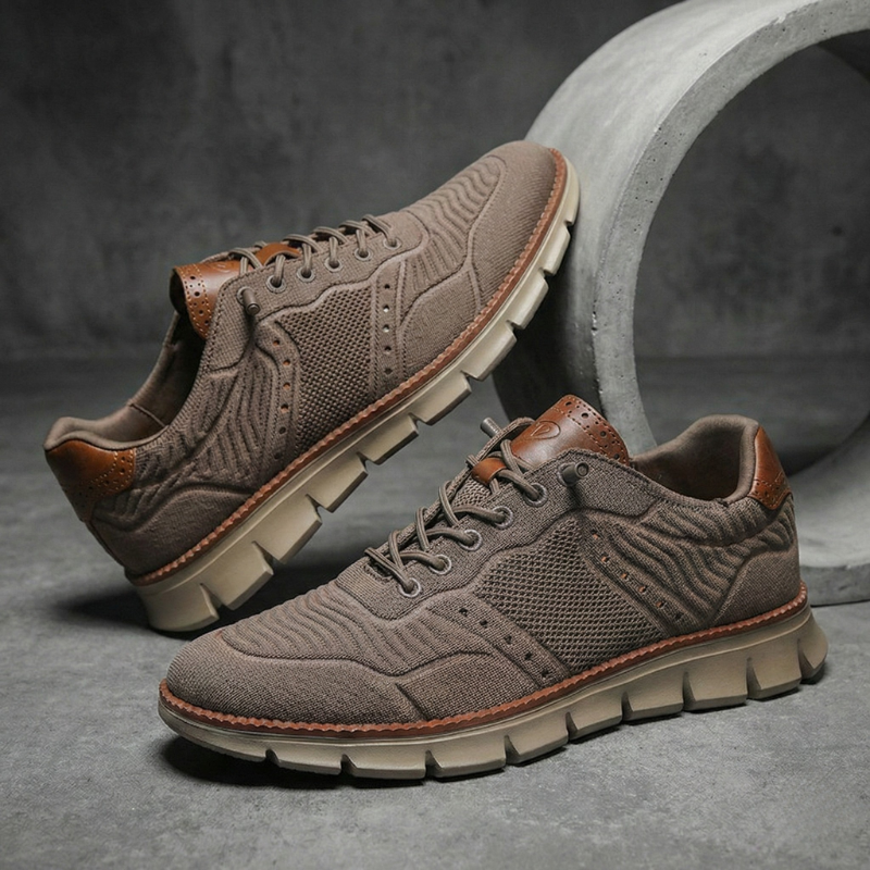 Herrsneakers I Mesh Och Läder För Casualbruk, Trek