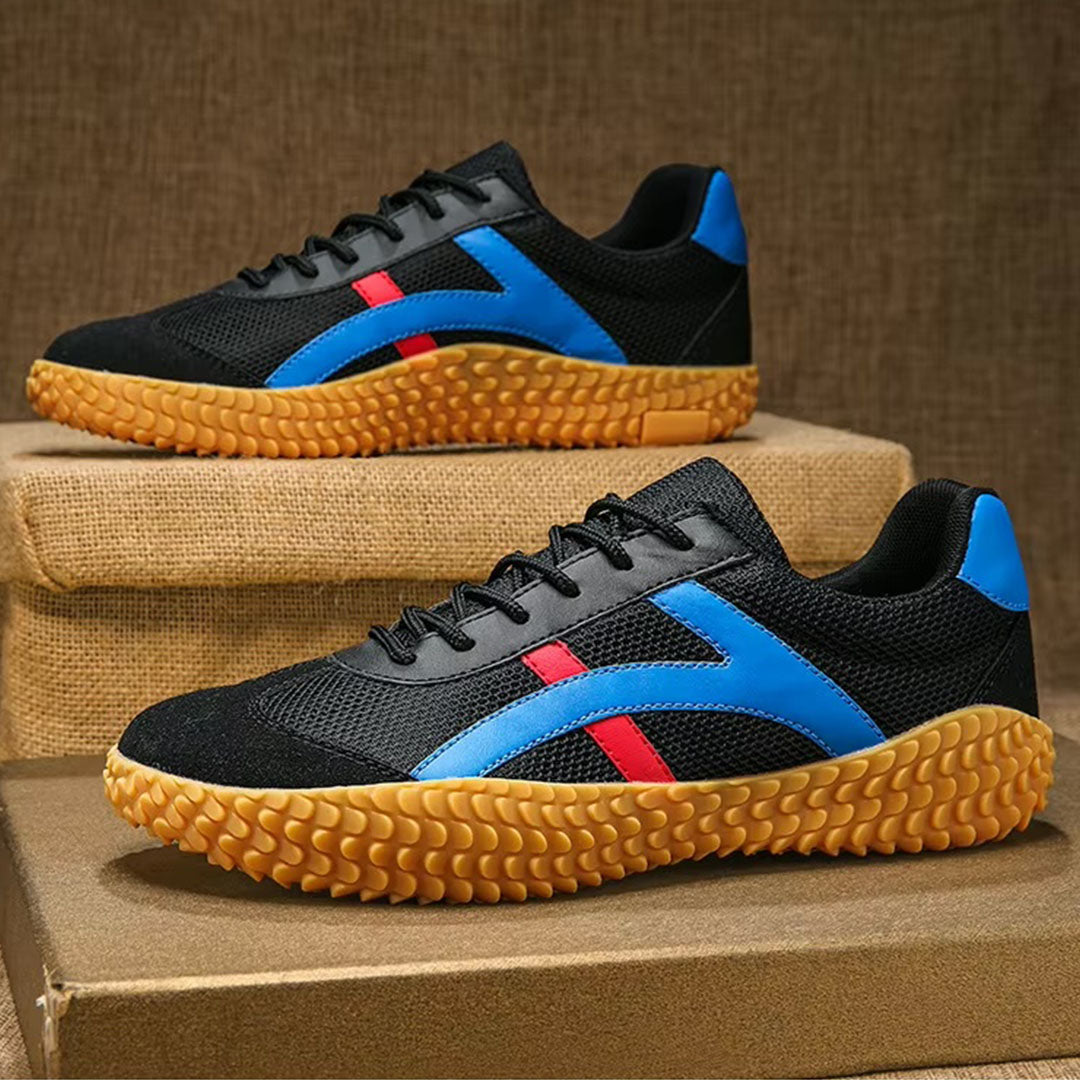 Herr Retro Sneakers Med Kontraststripes Och Gummisula