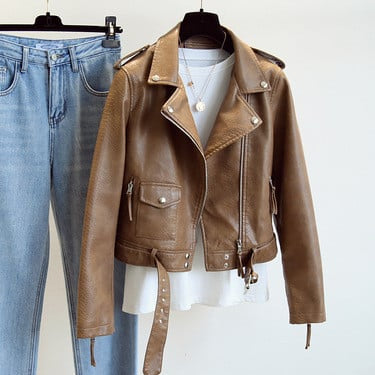 Slim-Fit Ormmönster Bikerjacka För Kvinnor Med Slag Och Dragkedja