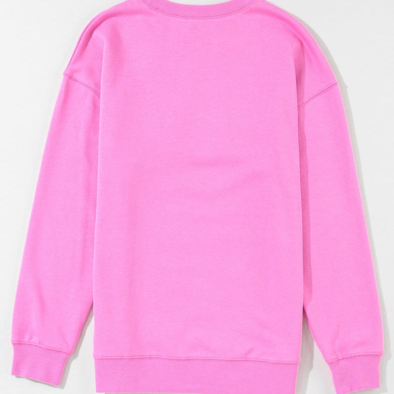 Dam Overstorlekd Pullover Långärmad Rund Halsad Tröja Med Bokstavstryck