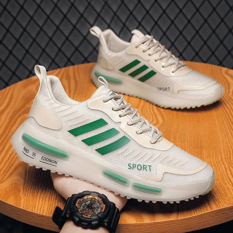 Herrsportsneakers Med Snörning, Luftkudde Och Rund Tå