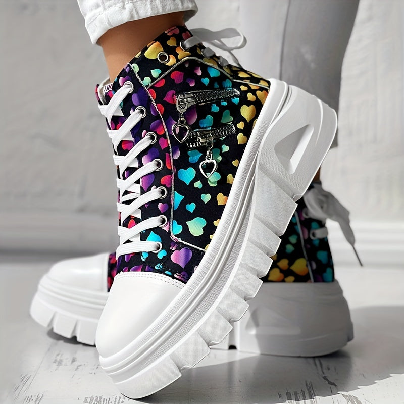 Damplatåsneakers Med Grov Sula Och Dragkedja På Sidan