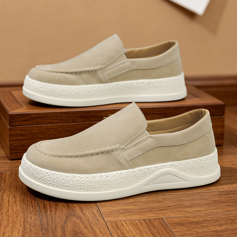 Herr Vår- Och Höstslip-On Casual Sneakers Med Mikrofiberläder Ovandel