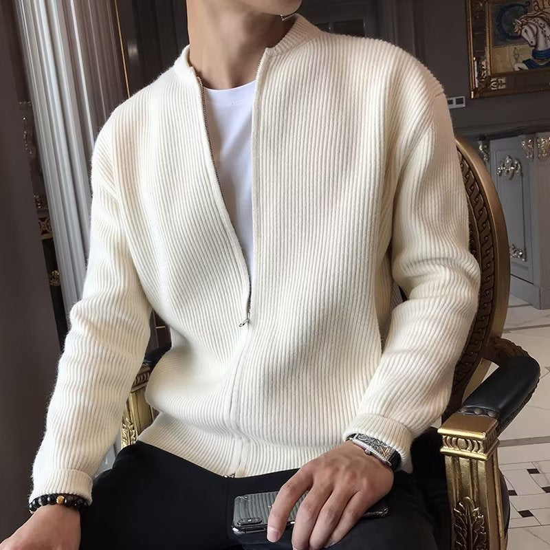 Herr Vinter Cardigan Enfärgad med Långärmad Design