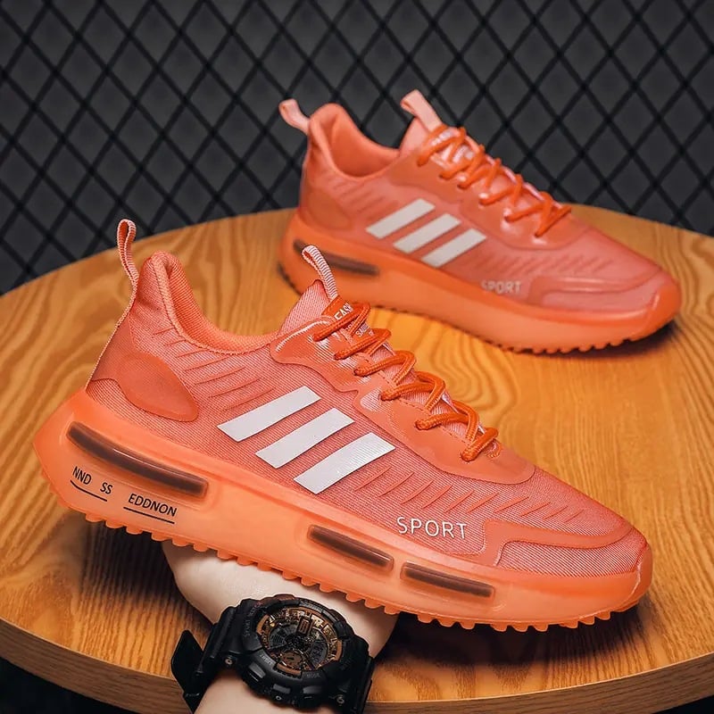 Herrsportsneakers Med Snörning, Luftkudde Och Rund Tå