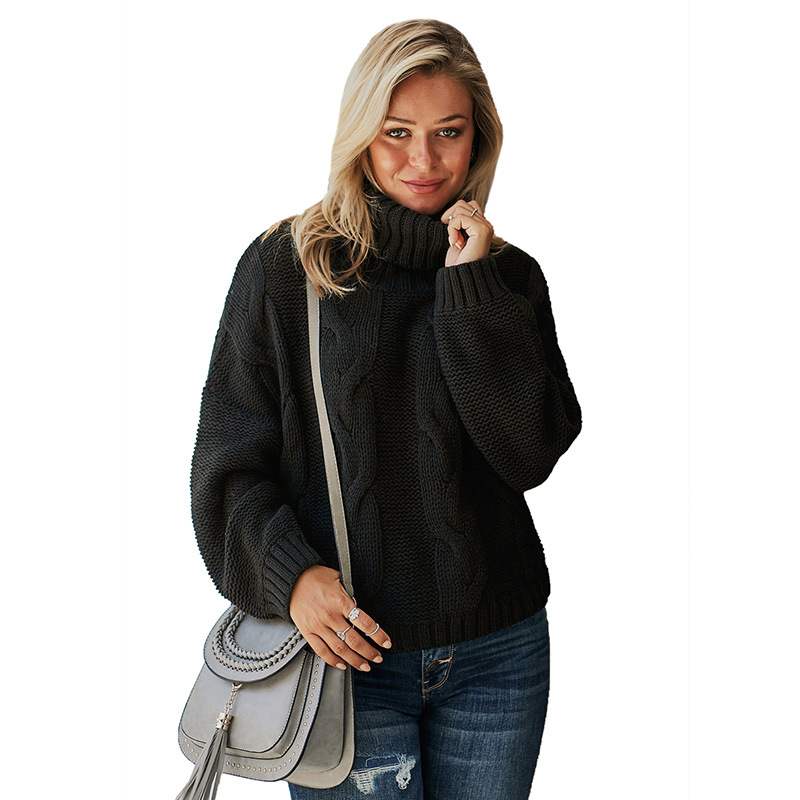 Kvinnors Vintertröja Med Hög Hals Enfärgad Långärmad Pullover