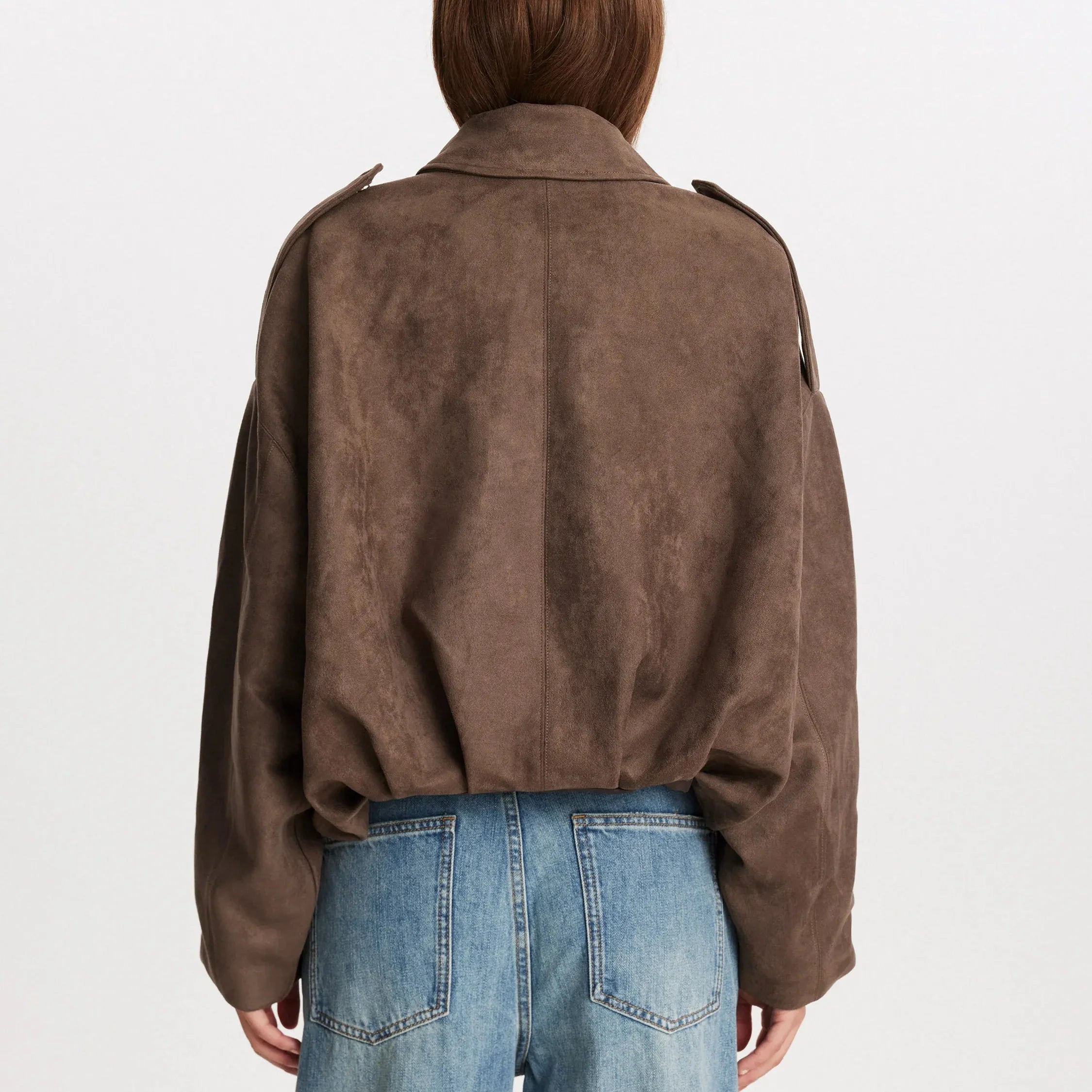 Overstorlekd-Jacka För Kvinnor Med Mocka-Look